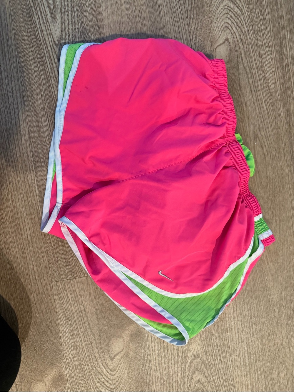 Nike Pink Athletic Shorts with Green Trim